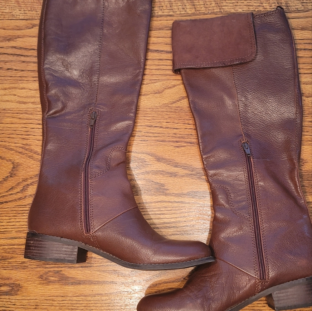 Nine West Mocha Cocoa Brown Genuine Leather Tall Boots